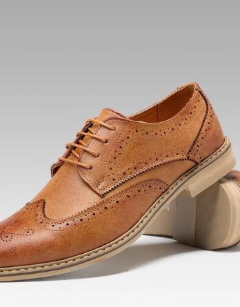 Chaussure cuir perfore avec lacets