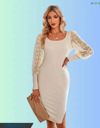 Robe manche longue pointillé