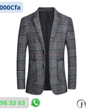 Blazer laine col V 2 boutons noir